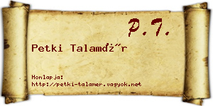 Petki Talamér névjegykártya